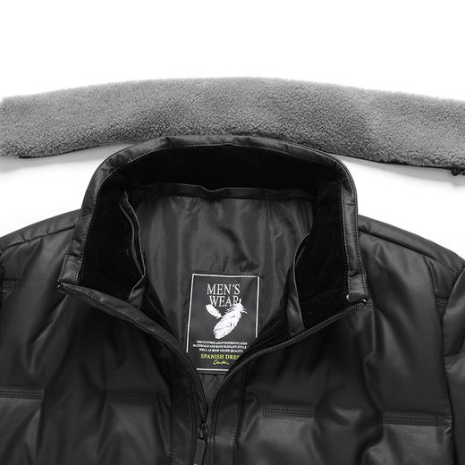 【皮羽绒】【新款DTX】大依优型大码羽绒服皮夹克PU外套加肥加大肥佬休闲上衣男士胖子秋冬 商品图8