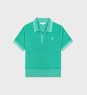 Sporty & Rich - SRC Terry Polo  - Caribbean/White - 女装 - Polo衫 - 海蓝色