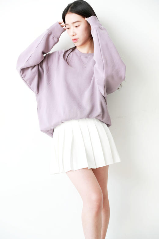 yyds慵懒感卫衣。胸口小标刺绣圆领丁香紫+古陶绿长袖外套A092768 商品图8