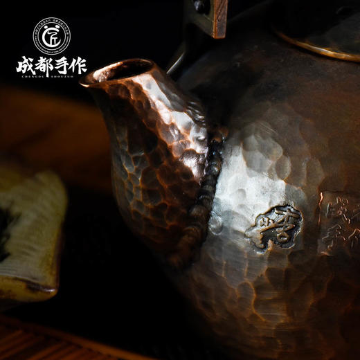 成都手作【李小毛铜壶】提梁铜壶  复古功夫茶壶 非遗一体铜壶手工壶 商品图6