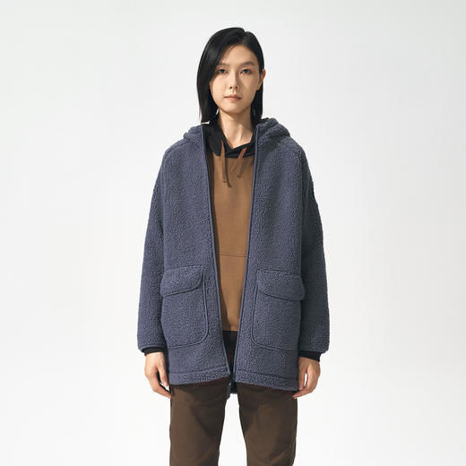 北极狐 女士连帽羊羔绒外套 2024秋冬保暖中长款夹克04232250 商品图4