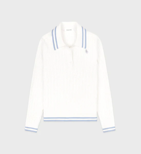 Sporty & Rich - SRC Cableknit Polo - Off White - 女装 - Polo衫 - 米白