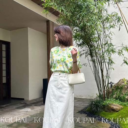 【顺丰包邮】31605 洛诗琳真丝弹力缎印花短袖圆领上衣1289 商品图3