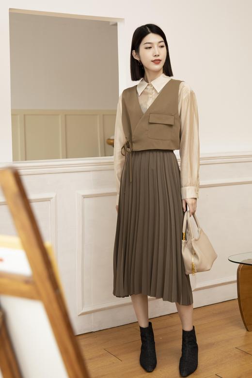 L07856#松紧腰百褶半裙 商品图2