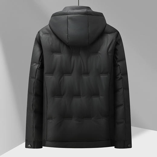 【皮羽绒】【可拆卸帽】【新款DTX】大依优型大码羽绒服皮夹克PU外套加肥加大肥佬休闲上衣男士胖子秋冬 商品图1