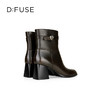 Dfuse迪芙斯2024冬季新款经典时装靴法式复古做旧擦色牛皮粗跟短靴DF44116585 商品缩略图3