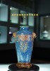 素炉钧釉雕刻双耳高足瓶 商品缩略图0