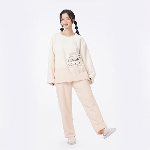 都市丽人睡衣生活家居长袖家居服仿半边绒厚女士半边绒套装LHT2P5 商品图2