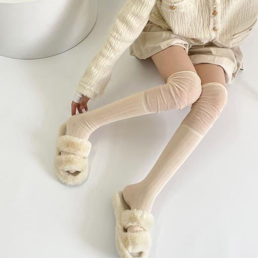 【日系长款拼接堆堆袜】秋冬韩系简约百搭设计感，拼接纯色过膝纯欲风竖纹显瘦高筒袜套潮袜QQ 商品图3