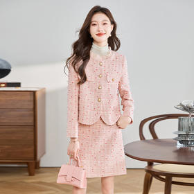 时尚休闲套装秋冬季新品女装小香风百搭印花外套半裙两件套XA7018