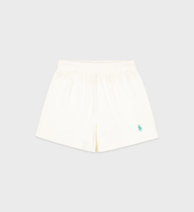 Sporty & Rich - SRC Terry Shorts - Coconut/Caribbean - 女装 - 短裤 - 椰奶白