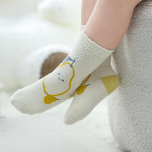 【母婴服配】EMXEE嫚熙儿童袜子婴儿春秋纯棉宝宝袜子毛圈中筒袜 商品图4