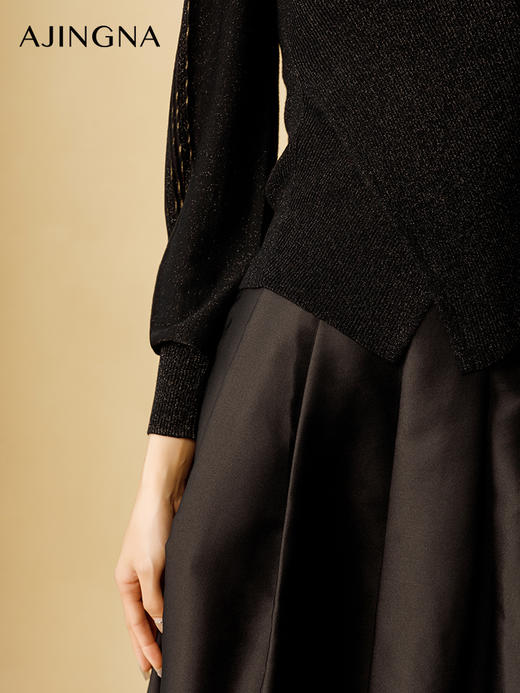 【商场同款】阿菁娜2024秋季新款不规则针织打底衫A29D301026 商品图4