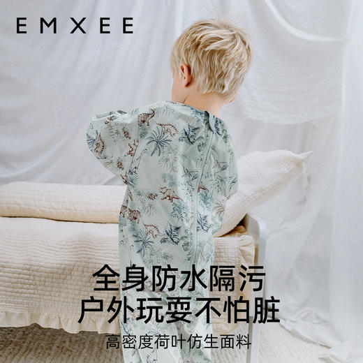 【口水巾】嫚熙婴儿连体罩衣宝宝爬行服防脏爬爬服一体式户外全身防脏爬爬衣 商品图3