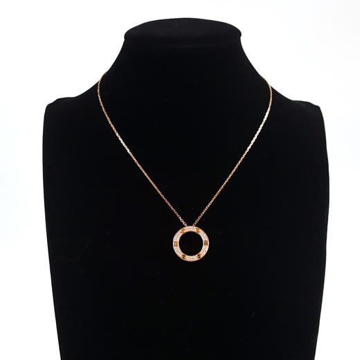 【95新】Cartier卡地亚LOVEB722452718K玫瑰金满钻大圆饼LOVE项链女士190924TJ03 现售价：38500 商品图8