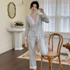 【秋冬严选！蕾丝开衫家居服套装】法式睡衣睡裤女V领棉质春秋季薄款长袖长裤可外穿 商品缩略图1