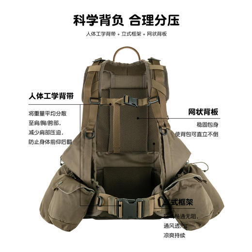 北极狐 户外双肩包 徒步露营登山包 多仓储物多功能背包 23200279 商品图2