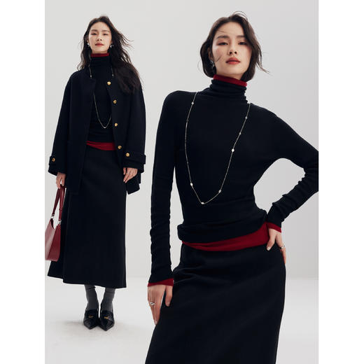 棉仓346635029  -无缝一体成型高领羊毛打底衫女24秋岛精机18针120s超细毛衣 商品图2