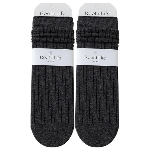 【高弹橡筋，抽条无骨堆堆袜】秋冬堆堆袜7A抗jun纯棉高级无骨袜，细腻亲肤 轻薄透气 舒适不勒脚，中筒袜复古条纹新疆棉吸汗袜子女QQ 商品图4