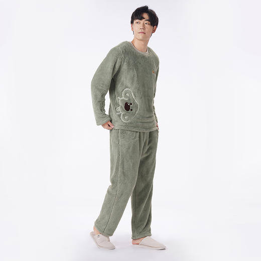 都市丽人都市锋尚睡衣亲情蜜语长袖长毛绒厚男士法兰绒套装FHT9A9 商品图4