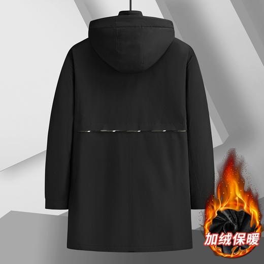 【可拆卸帽】【新款DSF】大依优型大码男装连帽长款棉衣加绒风衣夹克加肥加大休闲夹克胖子外套上衣 商品图2