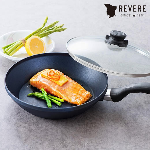 【小家电】Revere蓝宝石系列锅具蓝宝石带盖不粘锅煎炒锅中华煎炒锅24cm RWS-6524C/YK HF 商品图2