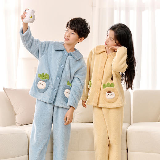都市丽人眯雅佳睡衣超值精选长袖长毛绒厚童装法兰绒长袖长裤JHT1A8 商品图1