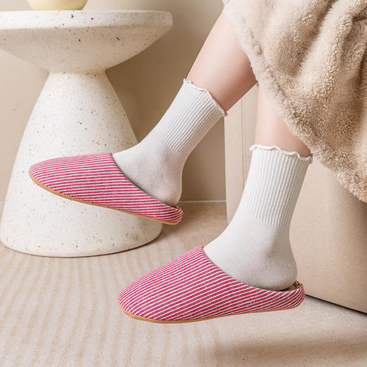 日式家居室内男女无声布底拖鞋春秋木地板家用软底大码防滑棉拖鞋 商品图2