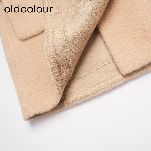 oldcolour冬款大衣复古卡其色毛绒短外套女DM46041063 商品图3