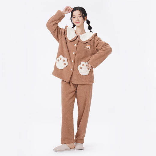 都市丽人睡衣生活家居长袖家居服仿半边绒厚女士半边绒套装LHT1P7 商品图1