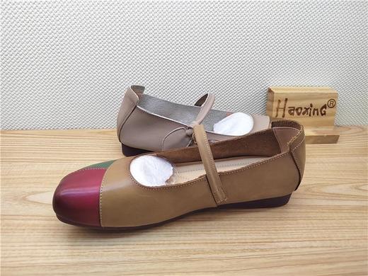 豪行春季新款23130111真皮复古休闲平跟女鞋单鞋皮鞋 商品图2