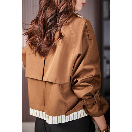 90226原形英伦风设计感假两件拼接休闲短风衣女2024秋季新款上衣短外套 商品图4