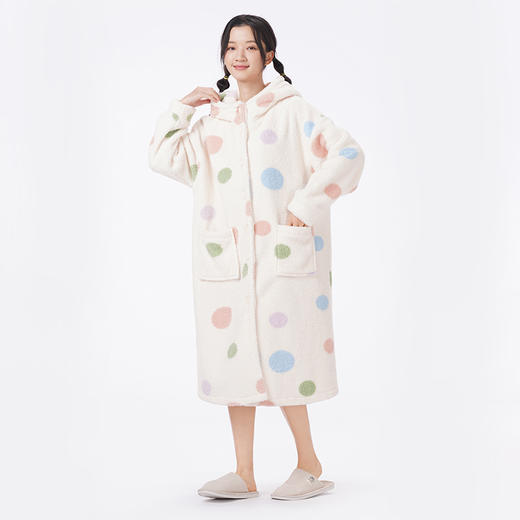 都市丽人睡衣舒适外出单件袍家居服米粒绒厚女士米粒绒套装LHT7B8 商品图1
