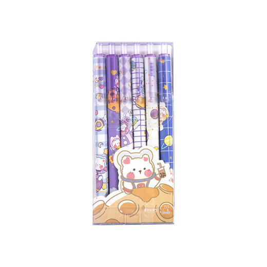 「19.9到手18支！抖音同款」PVC盒装按动中性笔6支入单盒 卡通可爱高颜值按压笔黑水0.5学生刷题笔文具 商品图4