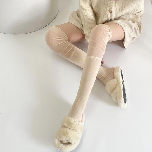 【日系长款拼接堆堆袜】秋冬韩系简约百搭设计感，拼接纯色过膝纯欲风竖纹显瘦高筒袜套潮袜QQ 商品图2
