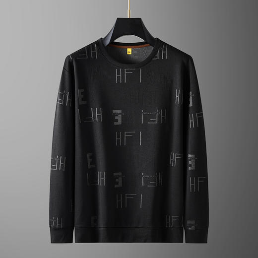 【新款DG】大依优型大码长袖卫衣圆领加肥加大肥佬休闲宽松透气上衣打底T恤 商品图1