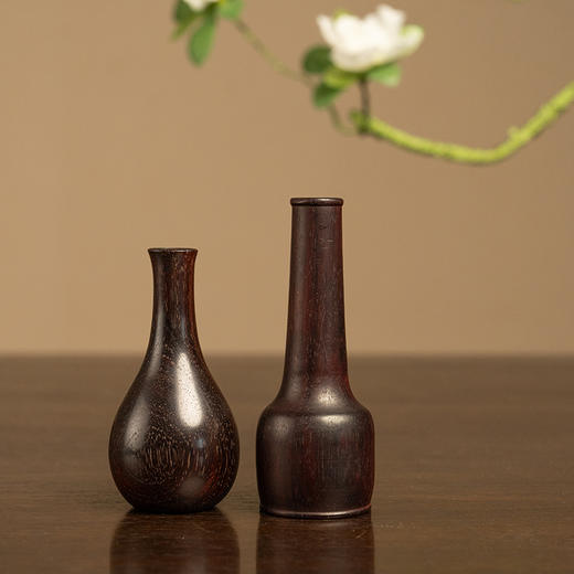 紫檀木纸棰瓶及胆瓶花插一组 商品图0