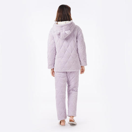 都市丽人睡衣夹棉系列长袖家居服法兰绒夹棉加厚女士中夹棉套装LHT1S4 商品图3