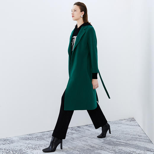 EITIE爱特爱冬季新款经典翻领百搭纯色毛呢大衣中长款外套7614318 商品图1
