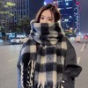 【美拉德围巾】冬天爆款 氛围感马海毛围巾 高级感格子新款围脖披肩男  商品缩略图6