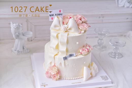 1027CAKE | 双层 鲜花蛋糕  翻糖蝴蝶结 商品图0