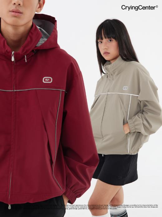 CryingCenter 深红卡其反光条拼接户外大口袋冲锋衣外套 哭喊中心 商品图4