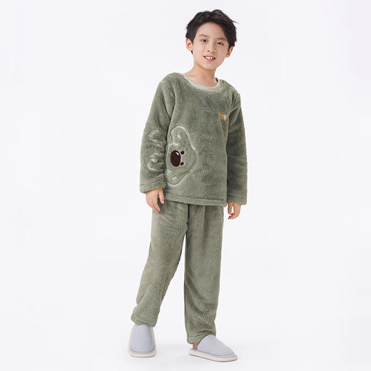 都市丽人眯雅佳睡衣亲情蜜语长袖长毛绒厚童装法兰绒长袖长裤JHT9A9 商品图3