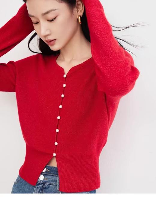 [顺丰包邮]雅莹同款21005秋季新款单排扣丝光羊毛羊驼毛针针织上衣80 商品图4