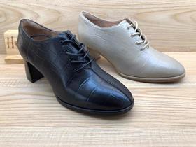 豪行时装真皮简约百搭中跟女单鞋22373512