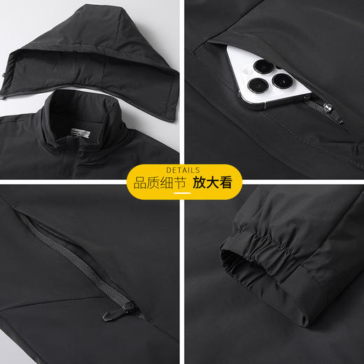 【可拆卸帽】【新款DSF】大依优型大码男装连帽薄棉棉衣夹克加肥加大休闲夹克胖子外套上衣 商品图1