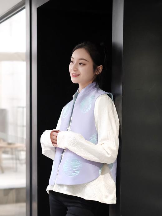 盛唐牡丹| 老工艺花锦缎双面穿马甲 商品图3