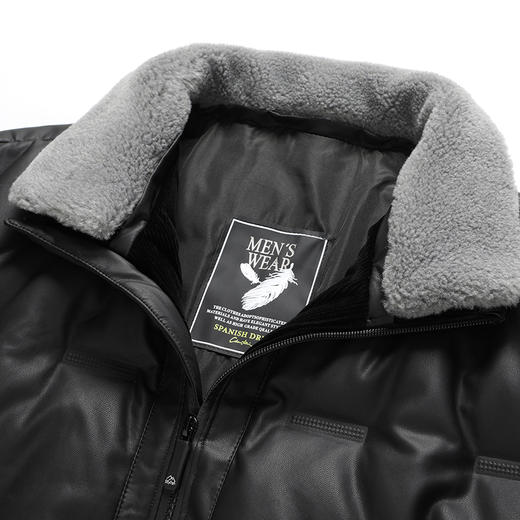 【皮羽绒】【新款DTX】大依优型大码羽绒服皮夹克PU外套加肥加大肥佬休闲上衣男士胖子秋冬 商品图7