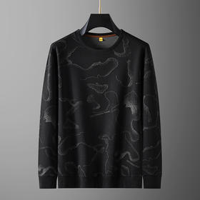 【新款DG】大依优型大码长袖卫衣圆领加肥加大肥佬休闲宽松透气上衣打底T恤