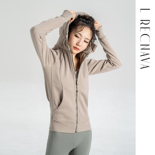 L RECNAVA [加绒卫衣] 长款拉链连帽加绒外套 全拉链方便穿脱 加宽螺纹下摆 带拇指扣 显瘦保暖 商品图4